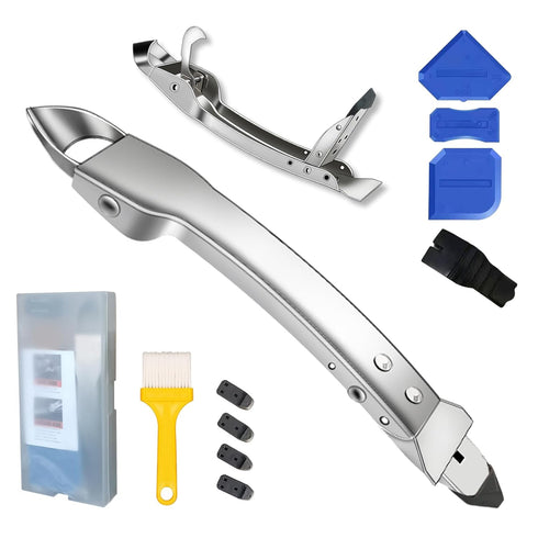 Silicone Caulking Tools Kit, 4 in 1 Stainless Steel Grout Removal Tool for Kitchen Bathroom Floor