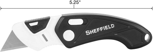 Sheffield 1282 Gadget Folding Lock Back Utility Knife, Compact Box Cutter with Lock Back Release and Quick-Change Mechanism, Heavy Duty Cardboard Cutter by Sheffield