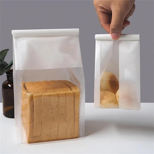 Dnyucen 50PCS Gusset Packing Bag(22x28x11cm) Bread Bags for Homemade Bread Bakery Takeaway Toast Bag Hamburger Pastry