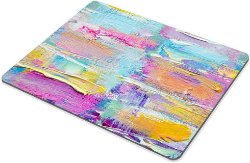 Smooffly Multicolor Mousepad with Abstract Print, Oil Paints Cover, Rainbow Yellow White Violet Pink Blue Purple