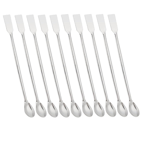 10 Pcs Stainless Steel Lab Spatula, 2 in 1 Micro Scoop Laboratory Sampling Spoon and Mixing Spatula