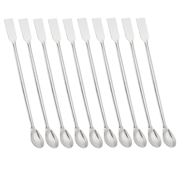 10 Pcs Stainless Steel Lab Spatula, 2 in 1 Micro Scoop Laboratory Sampling Spoon and Mixing Spatula