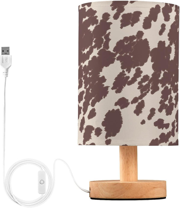 Bedside Lamp Cow Horse Print Brown Spots Table Lamp for Bedroom LED