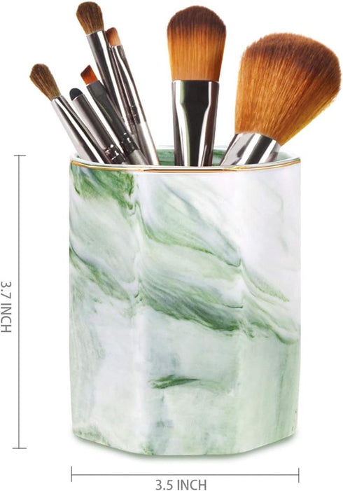 WAVEYU Pencil Holder, Cute Marble Decorative Pencil Cup for Desk, Makeup Brush Holder, Durable Ceramic Organizer