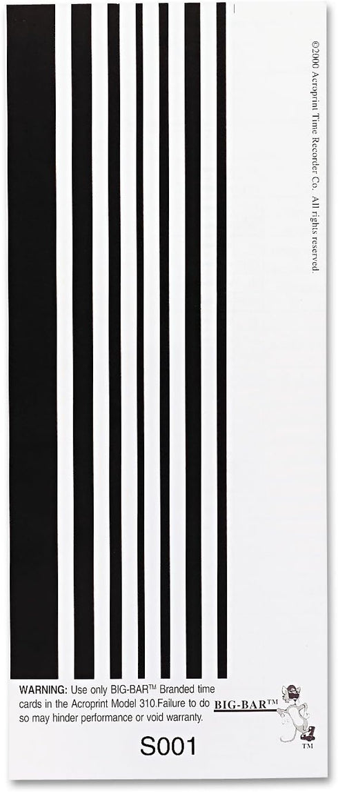 Acroprint 09-6103-080 ATT310 Pack 200 Time Card for Time Recorder, of Time Clock