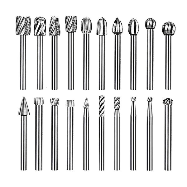 Carving Bits 20pcs Rotary Bits Burr Set with 1/8" Shank for Wood Engraving and Drilling