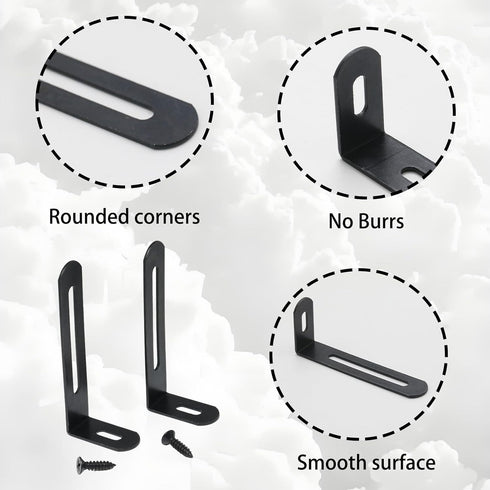 JAKOUE 12 3"x1.2"x0.6" Pcs L Brackets for Wood, Black Metal Corner Braces, Adjustable Right Angle Shelf Brackets, Heavy
