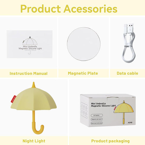 3 Dimmable Umbrella Night Light for Kids, Levels Silicone Tap Lamp for Baby Nursery, Rechargeable Squishy Bedside Night