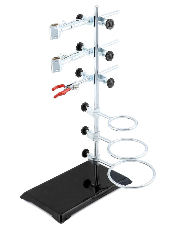 QWORK Laboratory Grade Metalware Set, Lab Support Stand with Iron Clamp Holder, Flask Clamp, and Condenser Stand