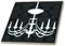 3dRose White Chandelier Against A Black Damask Background 8 Inch Ceramic Tile