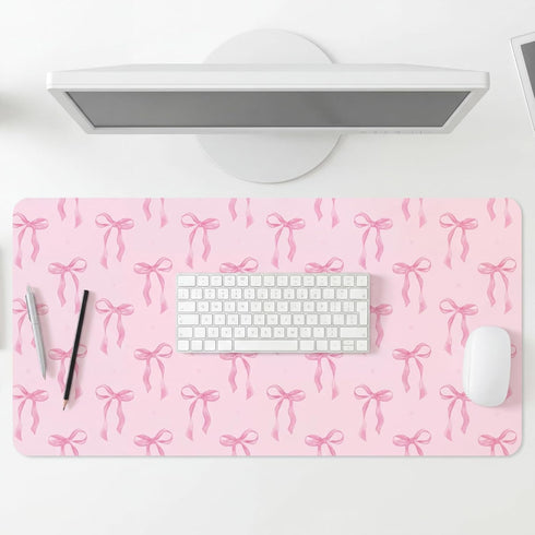 Hahafelt Pink Bows Mouse Pads Coquette Kawaii Mouse Pad 23.62 x 13.78 Inches