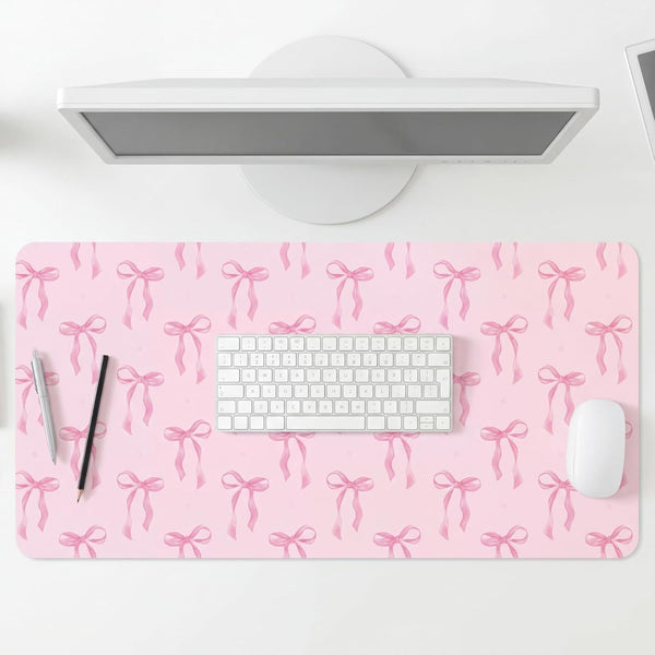 Hahafelt Pink Bows Mouse Pads Coquette Kawaii Mouse Pad 23.62 x 13.78 Inches