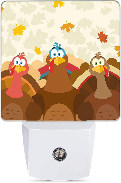 Thanksgiving Holiday Turkey Night Light Plug in Wall Lamp Smart Dusk to