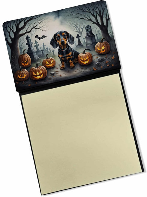 Caroline's Treasures Dachshund Spooky Halloween Sticky Note Holder, Refillable Dispenser, Memo Pads