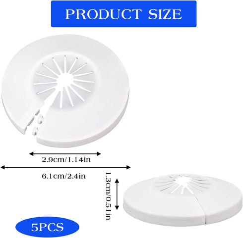 5Pcs Water Pipe Cover Decoration - Plumbing Cover Plates for Toilet Pipe, Escutcheon for Water Pipe Tube Supplies