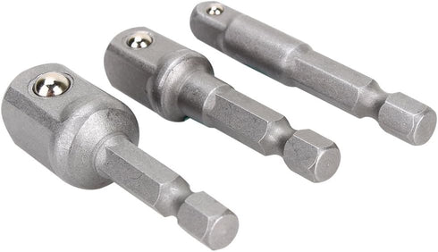 Power Drill Sockets Adapter Sets Hex Square Socket Wrench Power Extension Adapter Bit Set for Drills 3pcs 1/4" 3/8" 1/2" Bits Nut Driver Chrome Vanadium Steel by Walfront