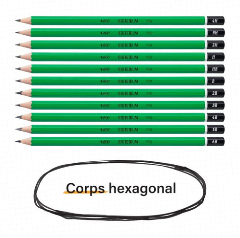 BIC Criterium 550 2B Hexagonal Pencils (Box of 12), Black