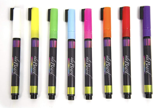 Fine Tip Chalk Marker, Fluorescent, Set of 8 by Ala Board
