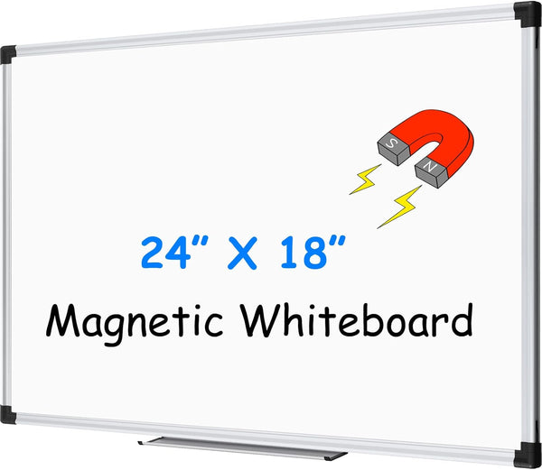 XBoard 24 x 18 Inch Magnetic Whiteboard, Hanging Dry Erase Board with Aluminium Frame & Marker Tray