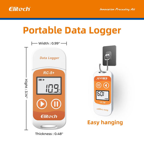 RC-5+Digital 32000 Elitech PDF USB Temperature Data Logger Reusable Recorder Refrigerator Thermometer Points High