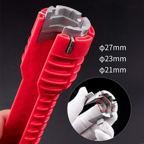 8-in-1 Multi-purpose Faucet and Sink Installer Wrench for Toilet Bowl, Sink, Bathroom, Kitchen Plumbing Repair (Red)