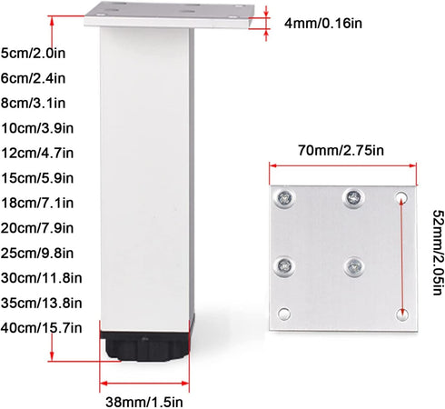 TXGJWRA 4 Pack 15cm Black,Black-8cm(3.1in) Furniture Legs, Heavy Duty DIY Furniture Metal Table feet, Replacement Sofa