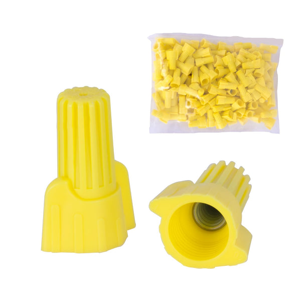 100 PCS Yellow Winged Wire Connectors, AWG 18-10, Insulated Electrical Wire Nuts with Spring, UL Listed