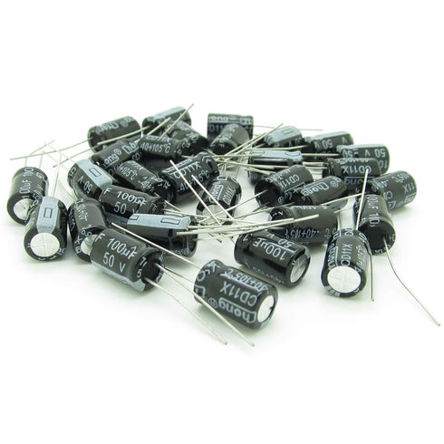 50pcs 100uf 50V Radial Electrolytic Capacitor Kit for Electronics Industrial Electrical Use