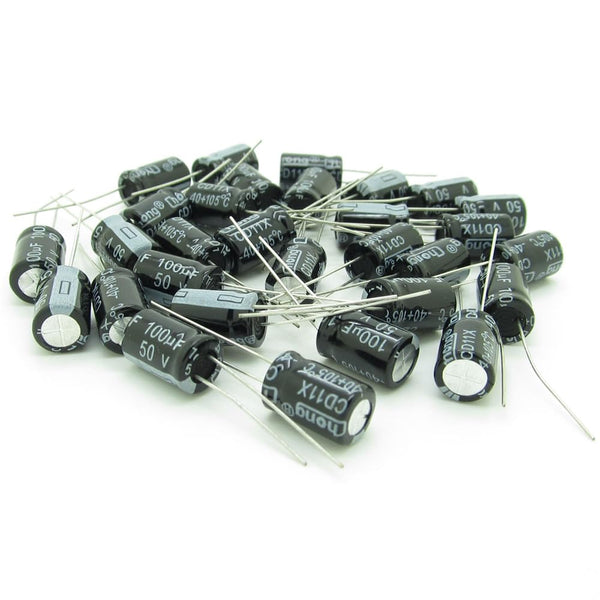 50pcs 100uf 50V Radial Electrolytic Capacitor Kit for Electronics Industrial Electrical Use