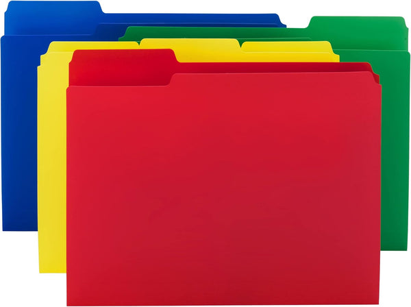 Smead Poly File Folder, 1/3-Cut Tab, Letter Size, Assorted Primary Colors, 12 per Pack (10505)