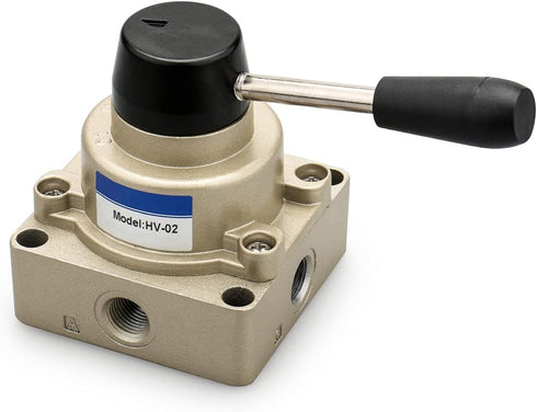 Baomain HV-02 Rotary Lever Hand Valve, PT1/4 Air Flow Control, 3 Position 4 Way