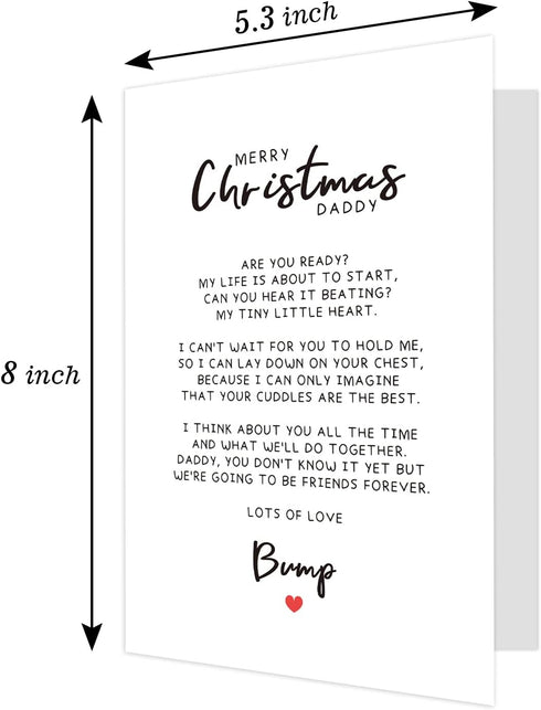 Daddy to be Poem Christmas Card with Envelopes, Funny Christmas Gifts for Dad, Unique Christmas Gift ideas for Daddy