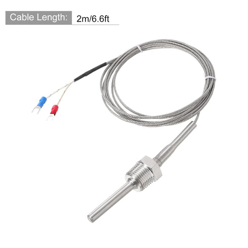MECCANIXITY K Type Thermocouple Temperature Sensor Probe 1/2" NPT Thread 8x50mm 6.6ft Wire 0 to 800°C(32 to 1472°F) 304 Stainless Steel