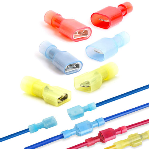 80PCS Spade Quick Disconnect Wire Connectors, 22-10 AWG Male and Female Crimp Terminal, 22-18AWG Red, 18-14AWG Blue