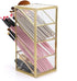 Hipiwe (4 Vintage Gold Metal Desk Organizer - Glass Make up Brushes lipstick Holder Dresser Organizer Pen Pencil