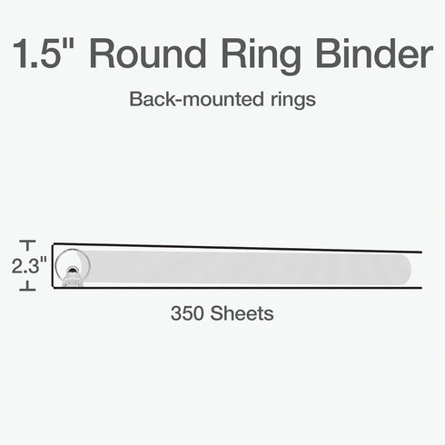 Oxford Ring Binders, 1.5" Round Ring Binders, View Binder, Covers on 3 Sides, XtraLife Hinge, Non-Stick, PVC-Free, Black, 350 Sheet Capacity (1002548) by Oxford