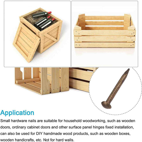 Wooden Nail Tiny Antique DIY Decorative Boxes Accessories, Mini Nail 1inch/25mm (Bronze, 100pcs)