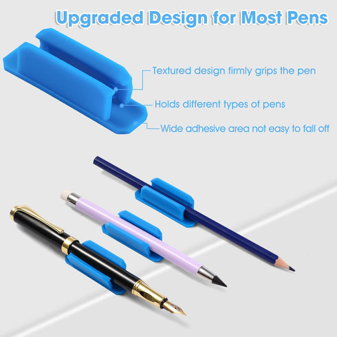 Set 40 VZZNN Adhesive Pen Holders for Desk of - Reusable Silicone Pencil Grips with Strong Sticky Pads, Flexible Pen