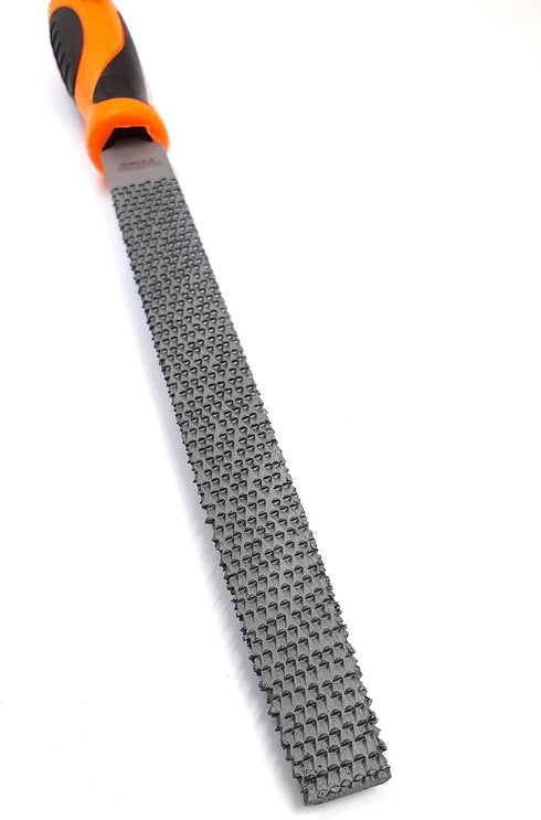 Edward Tools Harden 8" Half-Round Rasp Woodworking File, Heavy Duty Carbon Steel Tool with Rubber Handle