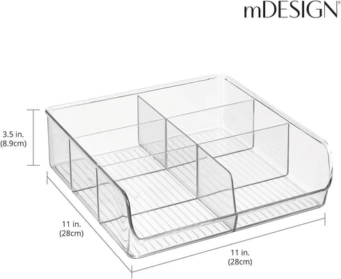 6 Closets, 2 Pack mDesign Plastic Home Office Wide Bin Organizer with Compartments for Cabinets, Drawers, Desks