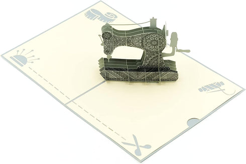 Vintage Sewing Machine Pop Up Card, Multi-Occasion Greetings for Birthday, Anniversary, Retirement, Thank You