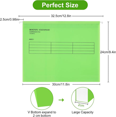 BOENFU Hanging File Folder with Tab, 24 Pack File Folder for School Home Work Office Organization, Letter Size