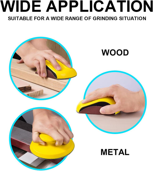 Hook and Loop Hand Sanding Block, 5 Inch Mouse and Round Sanding Holder, 2 PCS for Woodworking Sandpaper Holder