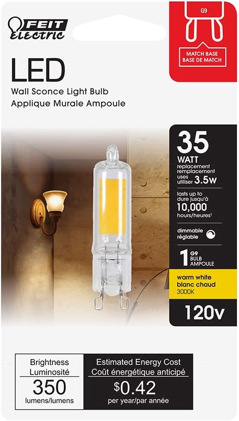 Feit Electric BP35G9/830/LED/6 35-Watt EQ DM G9 Base T4 Specialty LED Light Bulb, 6-Pack by Feit Electric