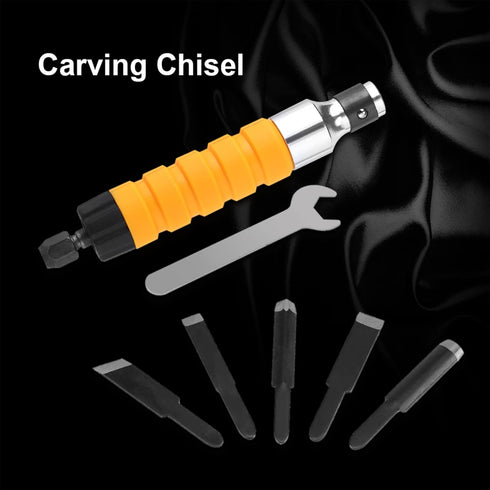 Electric Woodworking Carving Chisel Tool Accessories, 5 Blades and 1 Wrench for Carpenter and Graver