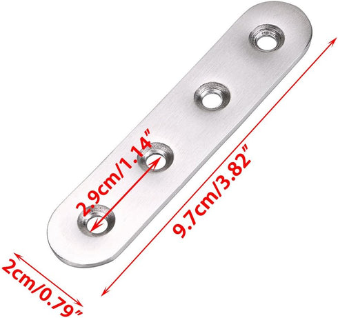 Sumnacon 8Pcs Stainless Steel Flat Plates - 4 Inch Heavy Duty Mending Plate Straight Corner Brace Brackets Connector
