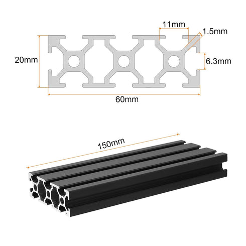uxcell T Slot 2060 Aluminum Extrusion Profile European Standard 150mm x 60mm Anodized Black Linear Rail Extrusion Frame for 3D Printer, CNC, DIY