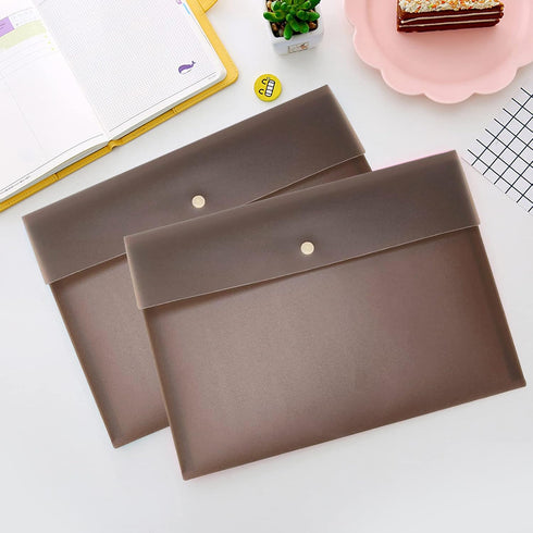 VANRA 5 Pieces A4 Envelopes Folders, Document Organizer with Snap Button Closure, A4 Letter Size, Brown