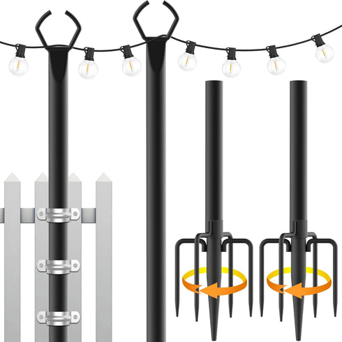 Mutovlin 2 Pack String Light Poles,10 Ft Light Poles for Outside String
