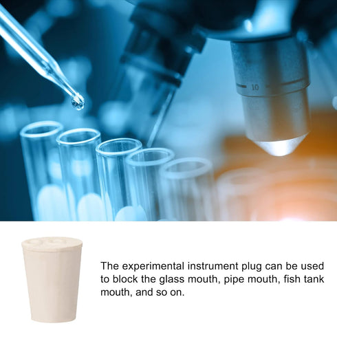 Solid Lab Rubber Stoppers Drilled Silicone Plugs, 13-17mm/White/15Pcs for Glass Ports, Pipe Mouths